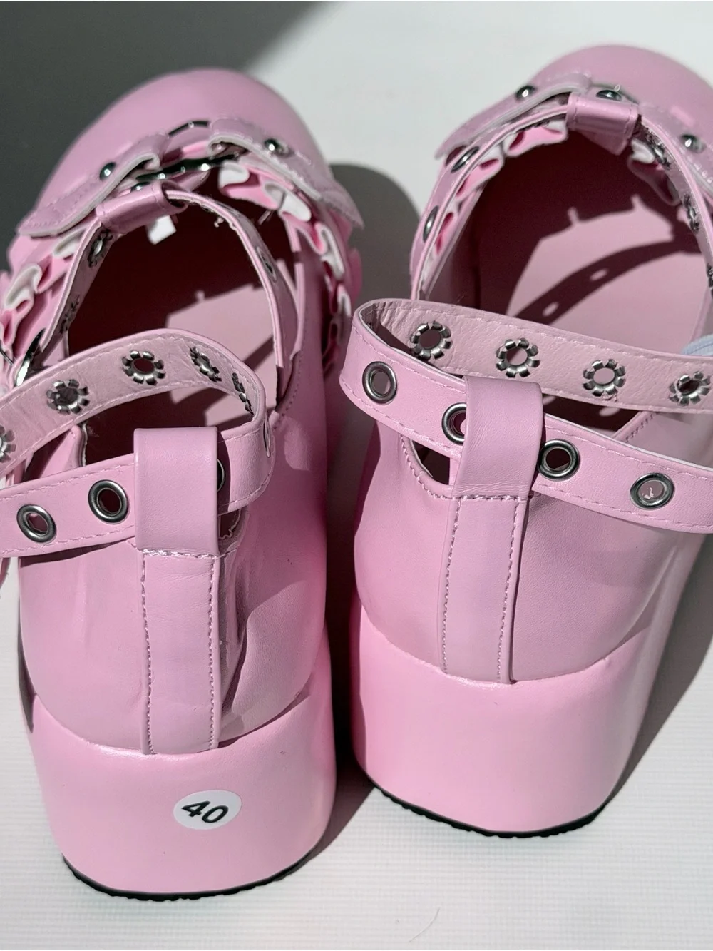 Pink Platform Mary Jane Heart Buckle Kawaii Shoes EU 40